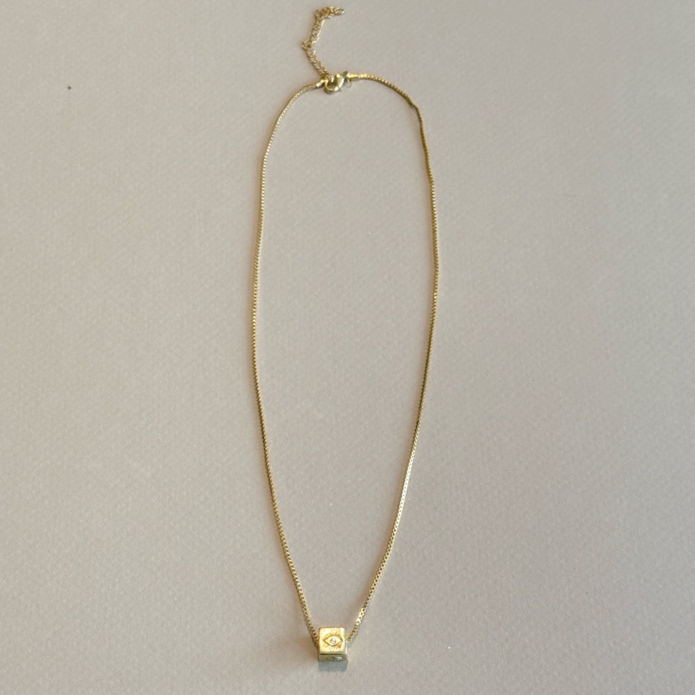Anthropologie gold cube pendant necklace